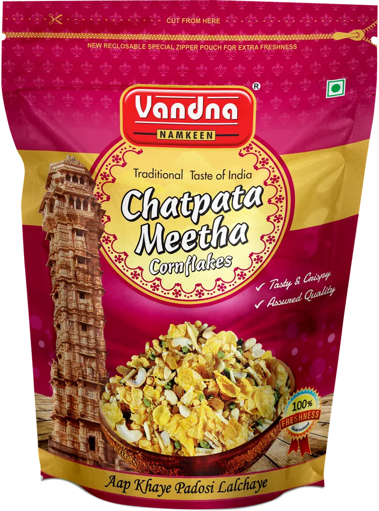 Chatpata Meetha Cornflakes 350g pack, front view