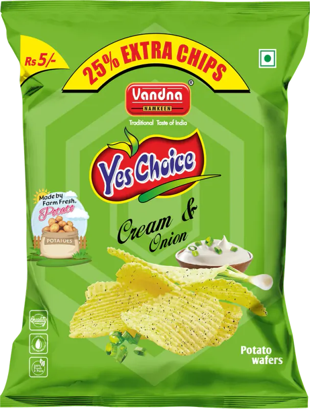 Yes Choice Cream and Onion ₹5 pack, front view