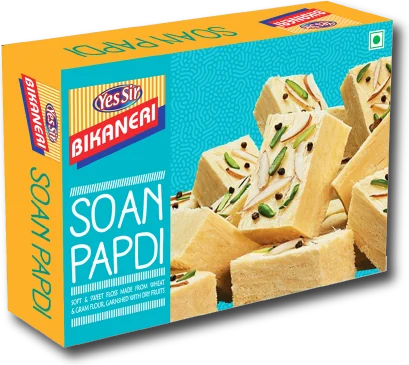 Soan Papdi Regular 400g pack, front view