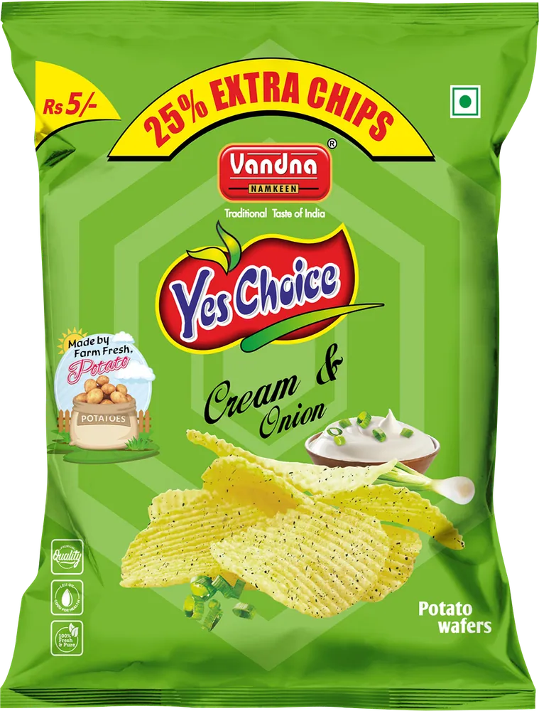 Yes Choice Cream and Onion ₹5 pack, front view